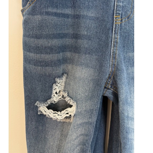 Dark Blue Distressed Denim Women’s Overalls - Picture 7 of 14